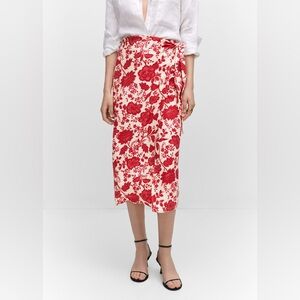 Mango Red FloralSkirt on Cream Base